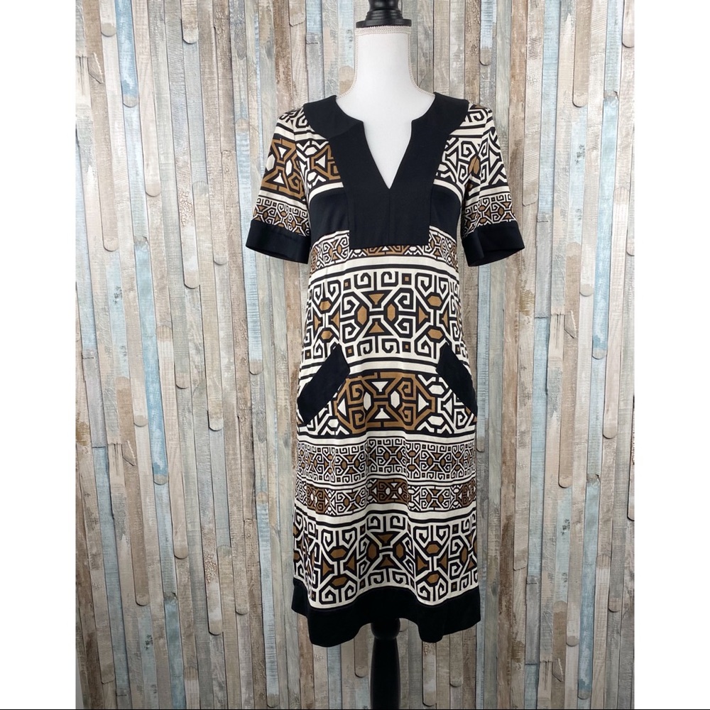 DVF 0 Geometric Silk Jersey Caden Shift Dress